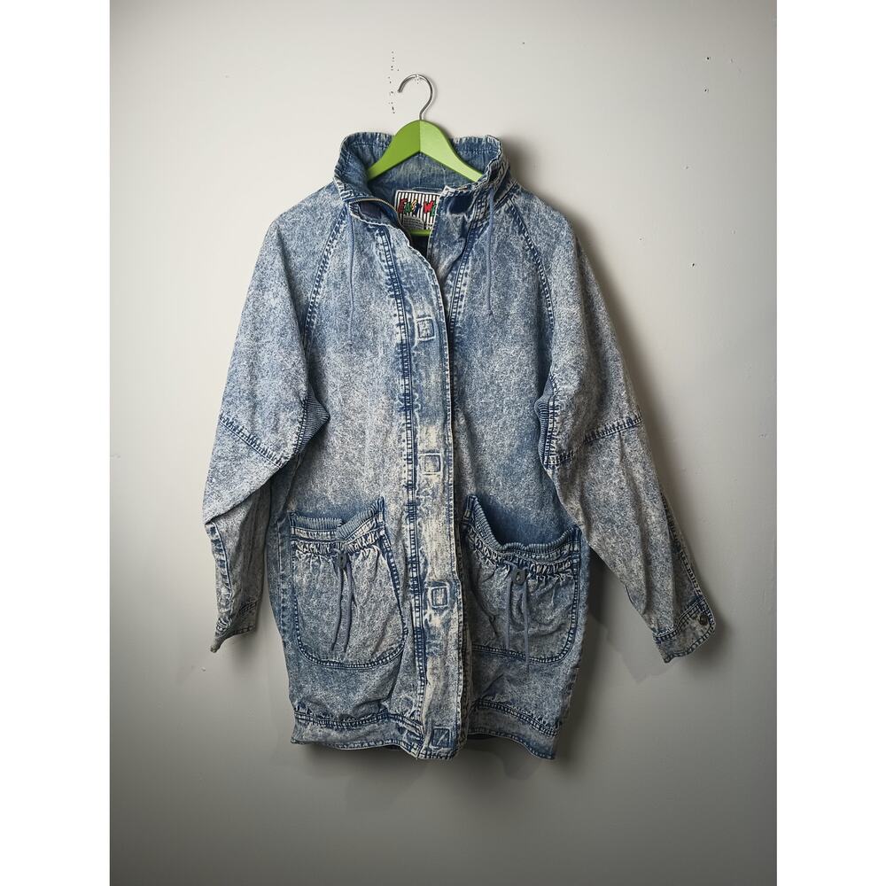 Vtg Acid Wash Demin Jean Jacket East West 80s 90s Women Size Medium Cotton USA